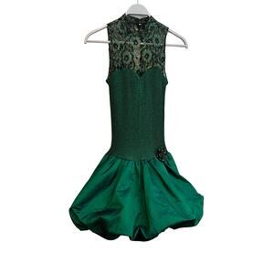 All That Jazz Vintage Emerald Green Dress Size: 3 / 4 (Small) 90's 80's Prom